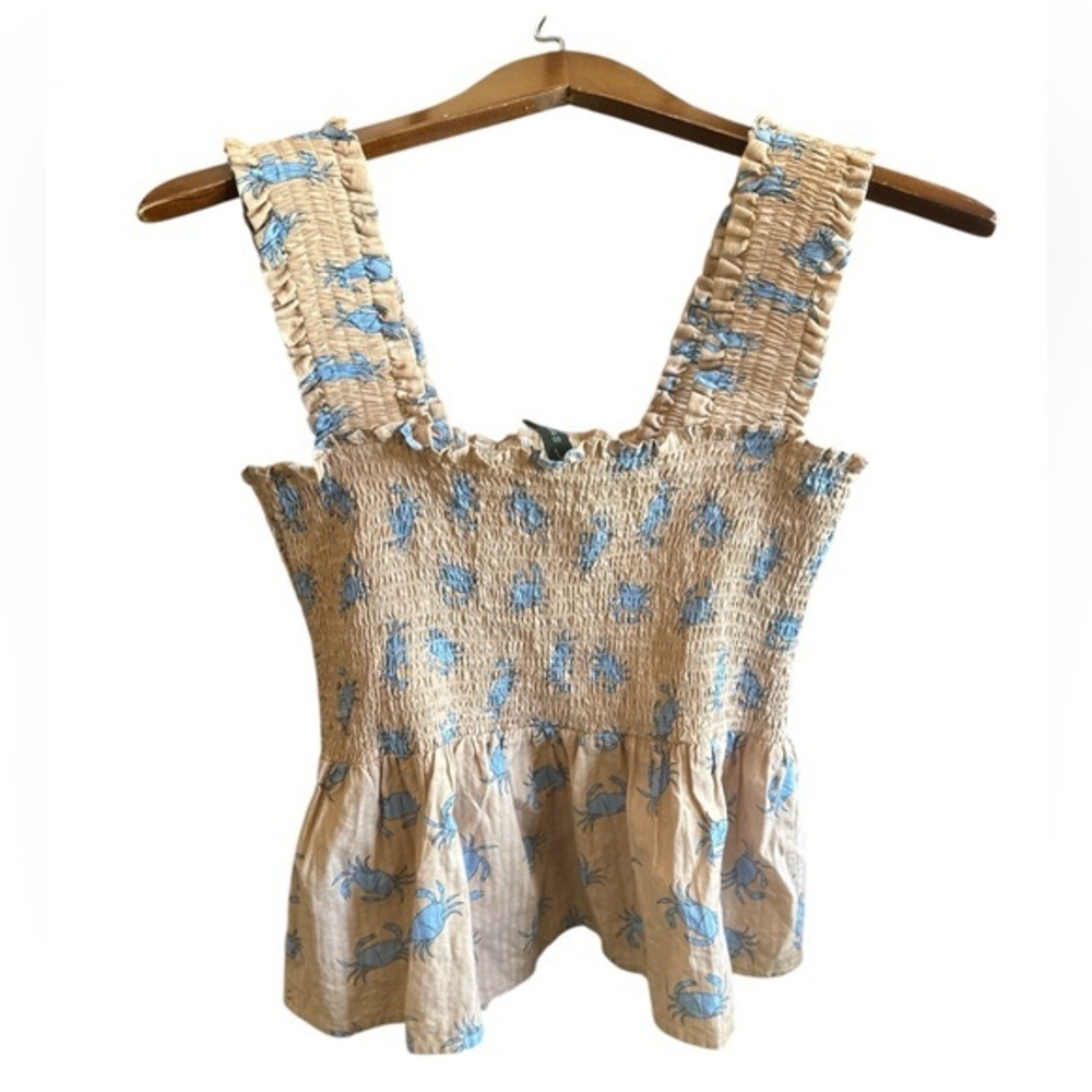 Y.A.S. Women’s XS Blue Crab Coastal Cowgirl Summer Beach Sleeveless Top Resort